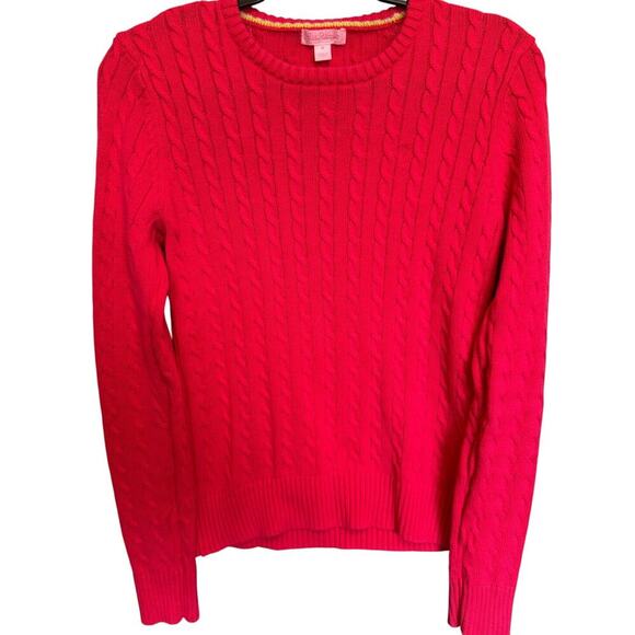Lilly Pulitzer Seana Cable Knit Sweater Crewneck Pullover Hot Pink Size Medium - Picture 3 of 10